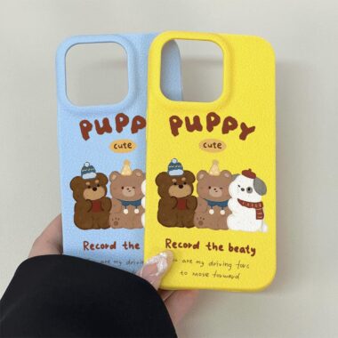 Cute three happy bears full cover soft shockproof iPhone 16 17 case