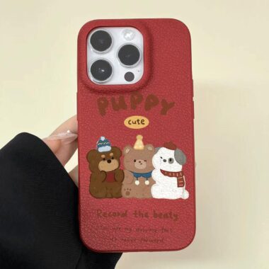 Cute three happy bears full cover soft shockproof iPhone 16 17 case