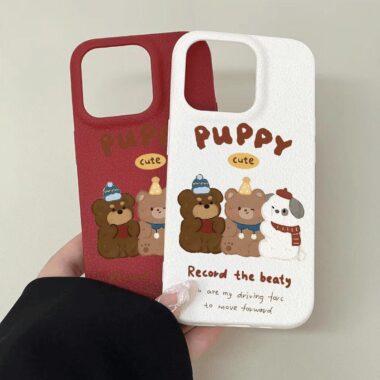 Cute three happy bears full cover soft shockproof iPhone 16 17 case