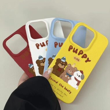 Cute three happy bears full cover soft shockproof iPhone 16 17 case