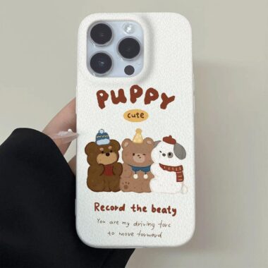 Cute three happy bears full cover soft shockproof iPhone 16 17 case