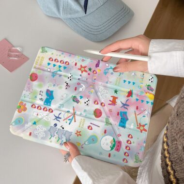 Cartoon tie-dye illustration Y fold shockproof iPad case