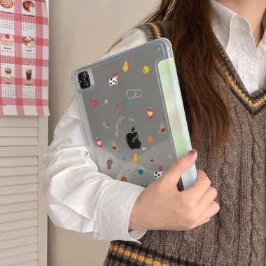 Cartoon tie-dye illustration Y fold shockproof iPad case