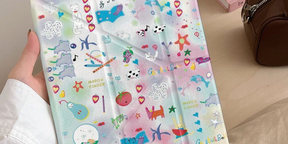 Cartoon tie-dye illustration Y fold shockproof iPad case