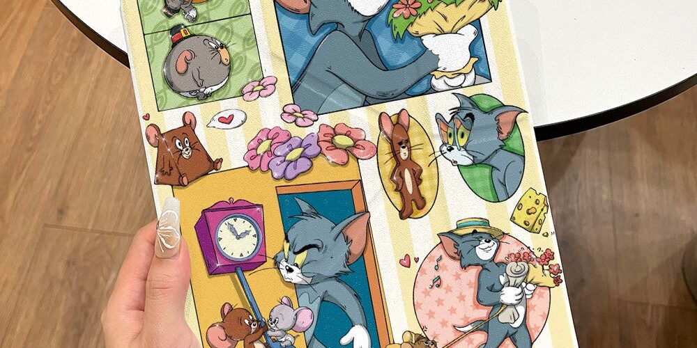 Cartoon Tom Cat Y fold tri fold shockproof iPad case