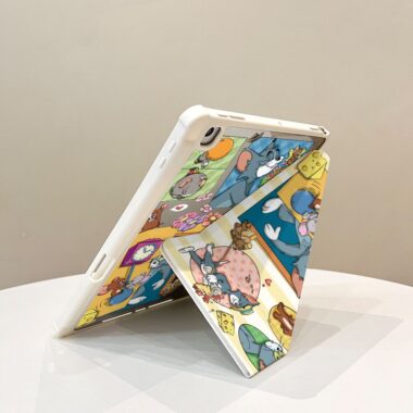 Cartoon Tom Cat Y fold tri fold shockproof iPad case