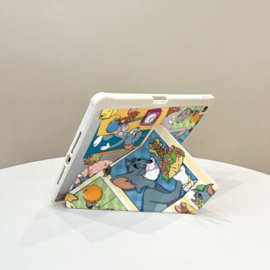 Cartoon Tom Cat Y fold tri fold shockproof iPad case