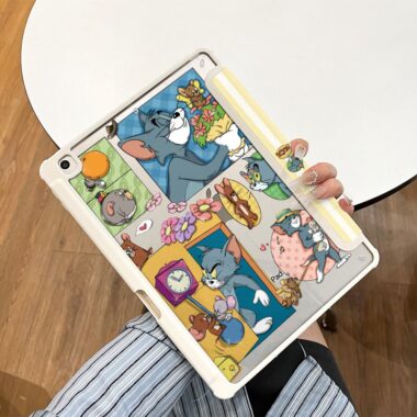 Cartoon Tom Cat Y fold tri fold shockproof iPad case