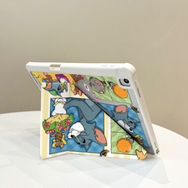 Cartoon Tom Cat Y fold tri fold shockproof iPad case