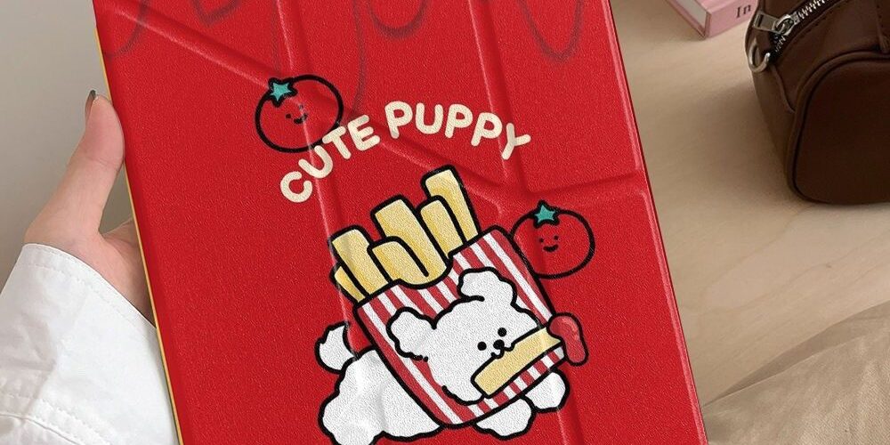 Cartoon tomato dog Y fold shockproof iPad case