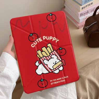 Cartoon tomato dog Y fold shockproof iPad case