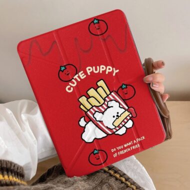 Cartoon tomato dog Y fold shockproof iPad case