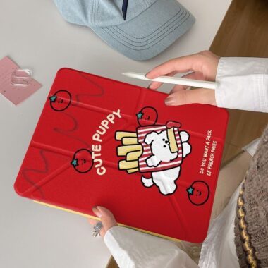 Cartoon tomato dog Y fold shockproof iPad case