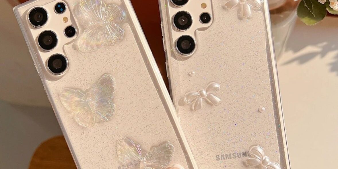 Clear glitter crystal bow shockproof Samsung S24 Ultra case