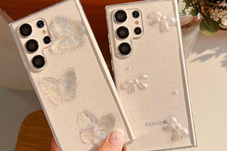 Clear glitter crystal bow shockproof Samsung S24 Ultra case
