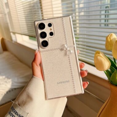 Clear glitter crystal bow shockproof Samsung S24 Ultra case