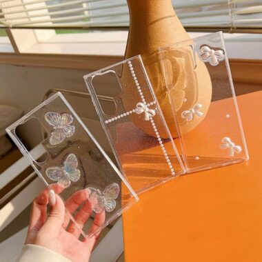 Clear glitter crystal bow shockproof Samsung S24 Ultra case