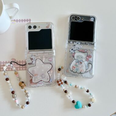 Korean cute cat clear shockproof Samsung Z Flip6 case