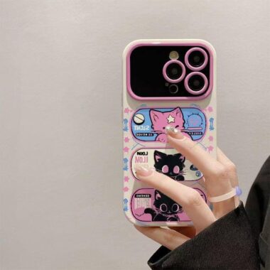 Cute tricolor cat full cover soft silicone iPhone 17 case