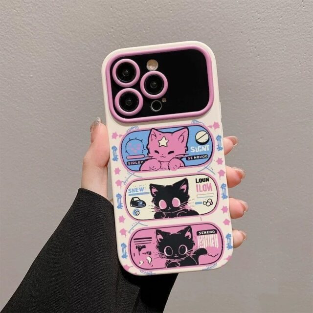 Cute tricolor cat full cover soft silicone iPhone 17 case