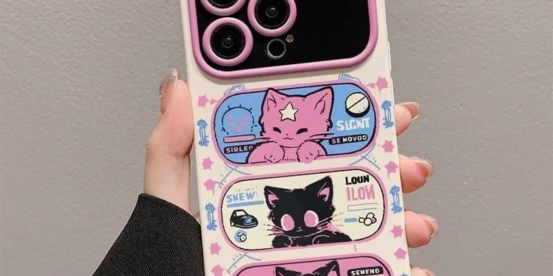Cute tricolor cat full cover soft silicone iPhone 17 case