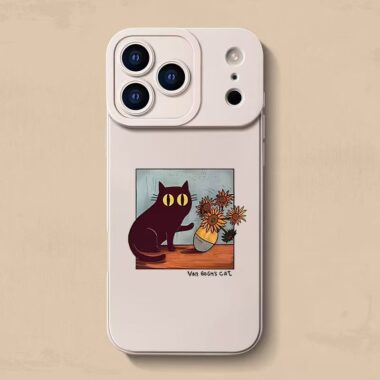 Cute Van Gogh cat cartoon full cover silicone shockproof iPhone 17 case