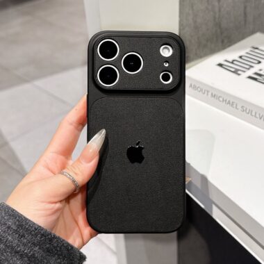 Minimalist vegan leather hard shell iPhone 17 case