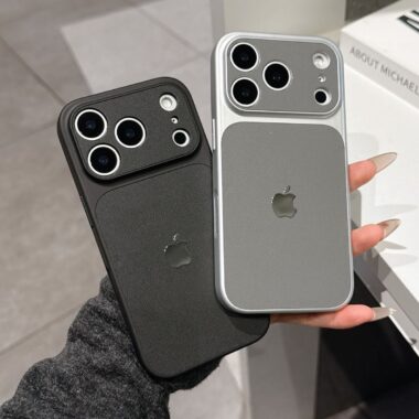 Minimalist vegan leather hard shell iPhone 17 case