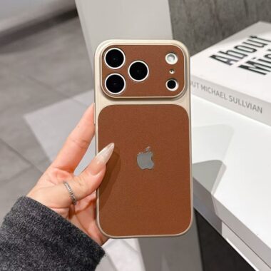 Minimalist vegan leather hard shell iPhone 17 case