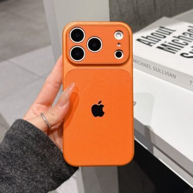 Minimalist vegan leather hard shell iPhone 17 case