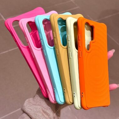 Cute wave texture magnetic soft-touch Samsung shockproof case