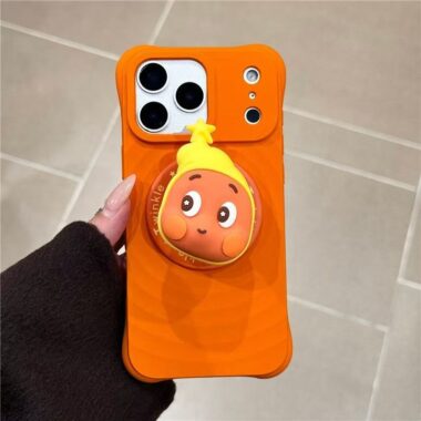 Cute wave texture skin-feel magnetic stand iPhone 17 case