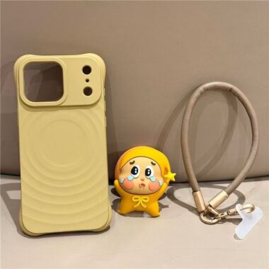 Cute wave texture skin-feel magnetic stand iPhone 17 case