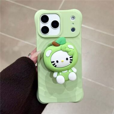 Cute wave texture skin-feel magnetic stand iPhone 17 case