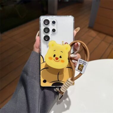 Cute Winnie Bear clear shockproof Samsung S22 S23 S24 S25 Ultra case