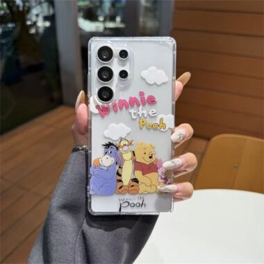 Cute Winnie Bear clear shockproof Samsung S22 S23 S24 S25 Ultra case