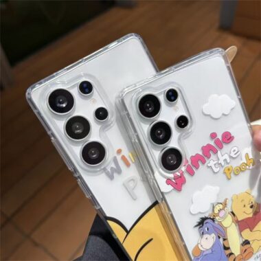 Cute Winnie Bear clear shockproof Samsung S22 S23 S24 S25 Ultra case