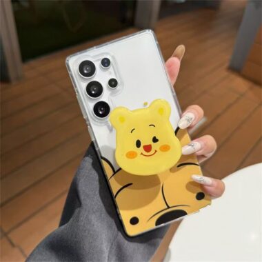 Cute Winnie Bear clear shockproof Samsung S22 S23 S24 S25 Ultra case