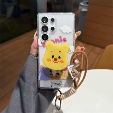 Cute Winnie Bear clear shockproof Samsung S22 S23 S24 S25 Ultra case