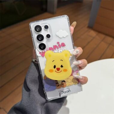 Cute Winnie Bear clear shockproof Samsung S22 S23 S24 S25 Ultra case