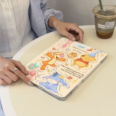 Cartoon Winnie and Tigger Y fold tri fold shockproof iPad case
