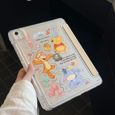 Cartoon Winnie and Tigger Y fold tri fold shockproof iPad case