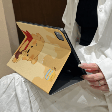 Cartoon Winnie the Pooh book-style soft iPad case with stand