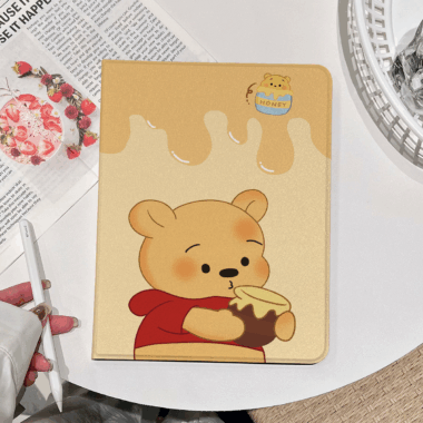 Cartoon Winnie the Pooh book-style soft iPad case with stand