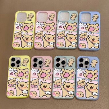Cute yellow dog line cartoon full cover shockproof iPhone 16 17 case