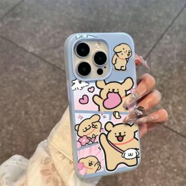 Cute yellow dog line cartoon full cover shockproof iPhone 16 17 case